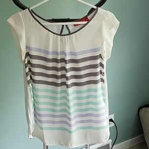 ELLE Striped Cap sleeve blouse